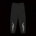 Tribal Flame Sweatpants — Black Joggers with White Tribal Leg Design